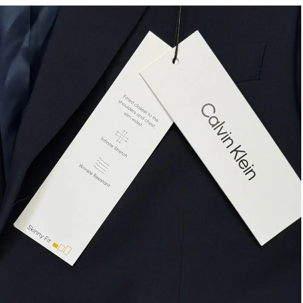 Calvin Klein Men's Slim Fit Wool Blend Suit Jacket Navy 44L $450